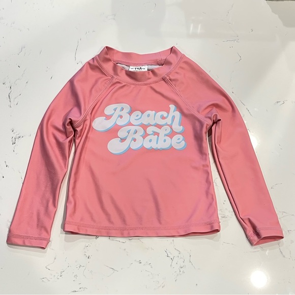FEATHER 4 ARROW | Girls’ Beach Babe UPF50+ Rash Guard Top - Flamingo Pink | 2T - Picture 2 of 12